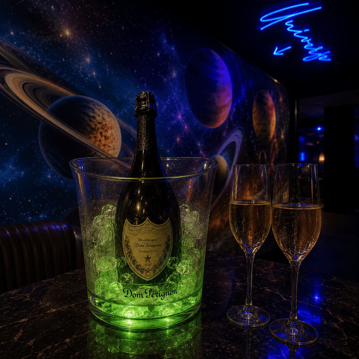 Champagne Dom Pérignon en celebración privada Polaris