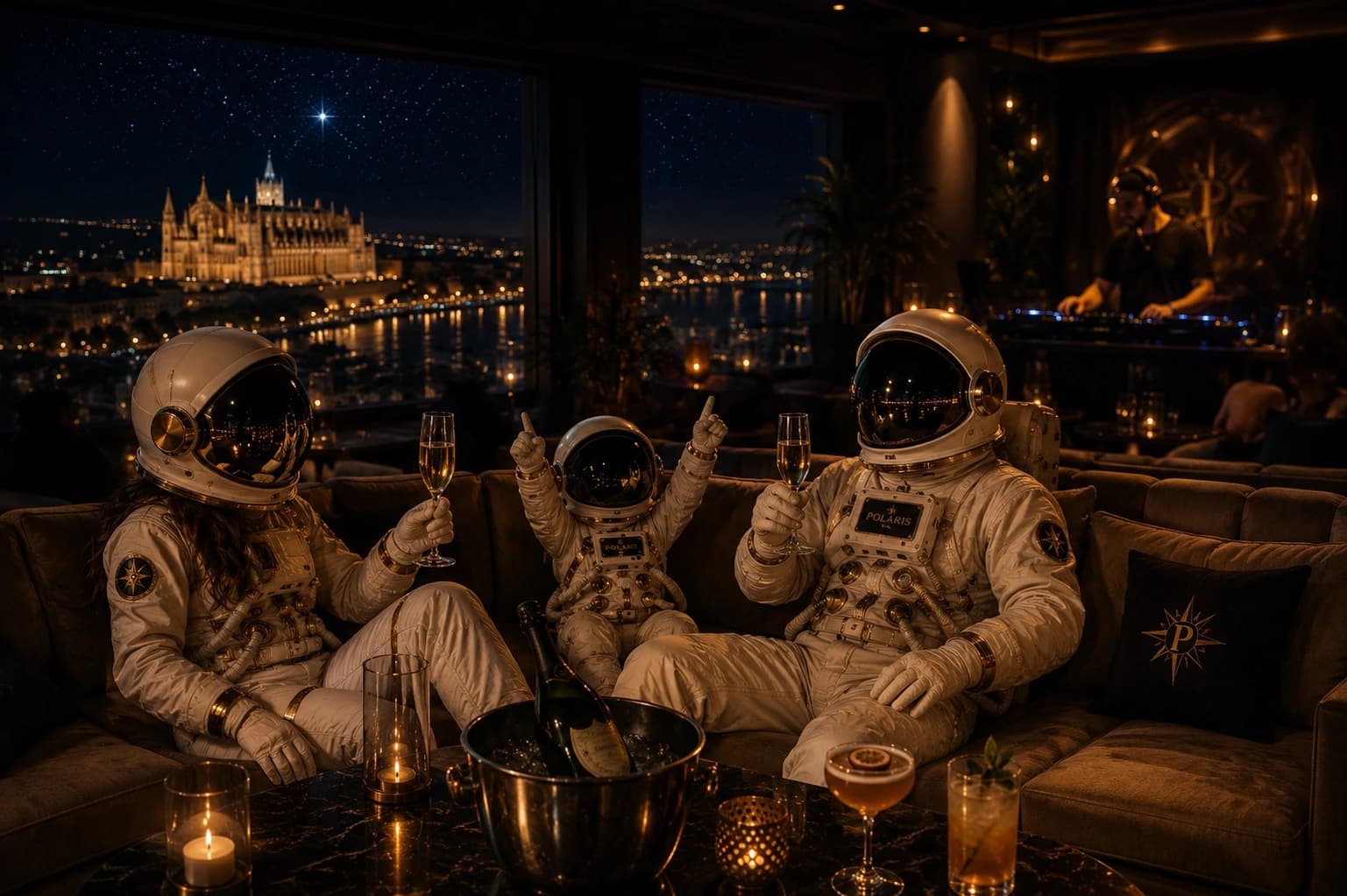 Noche de eventos en Polaris con vistas a la Catedral de Palma